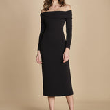 tubino manica lunga con spalle scoperte YUNI BLACK solace 