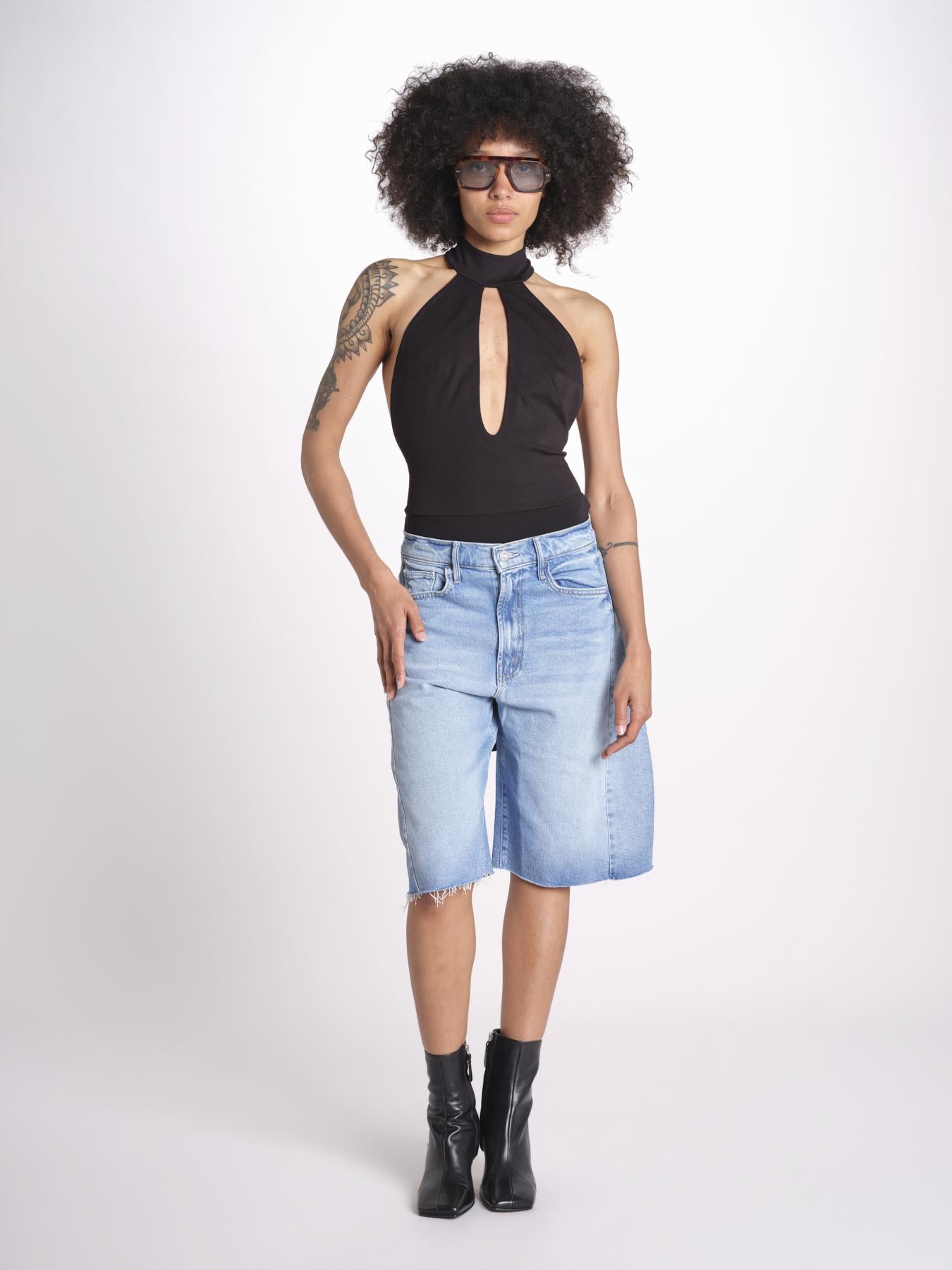 1239 BEAU body con allacciatura dietro e scollo profondo BEAU NERO undress code 