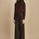 pantalone a vita bassa con elastico in lana e seta. ASTRID STR02 MORO nine in the morning 