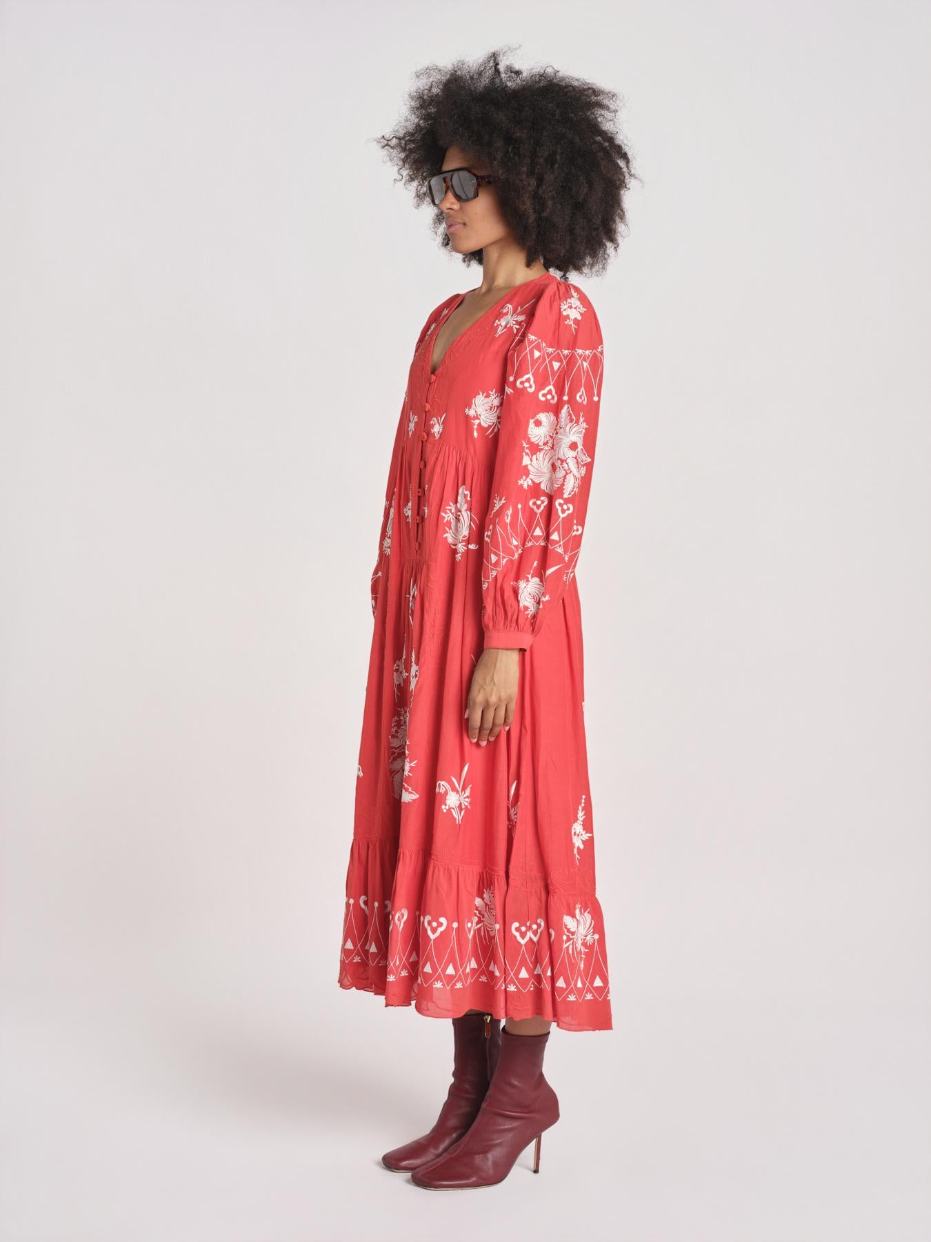 abito con ricamo fiori SERAFINA DRESS 100 POPPY sea ny 