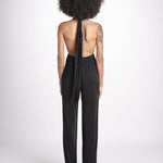 tuta in satin allacciata dietro al collo LENNOX BLACK amazuìn 
