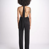 tuta in satin allacciata dietro al collo LENNOX BLACK amazuìn 