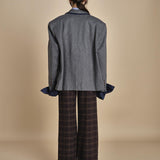 blazer doppiopetto over in flanella OLLY  MJD503_A60003 1002 MEDIUM GREY FLANEL jejia 