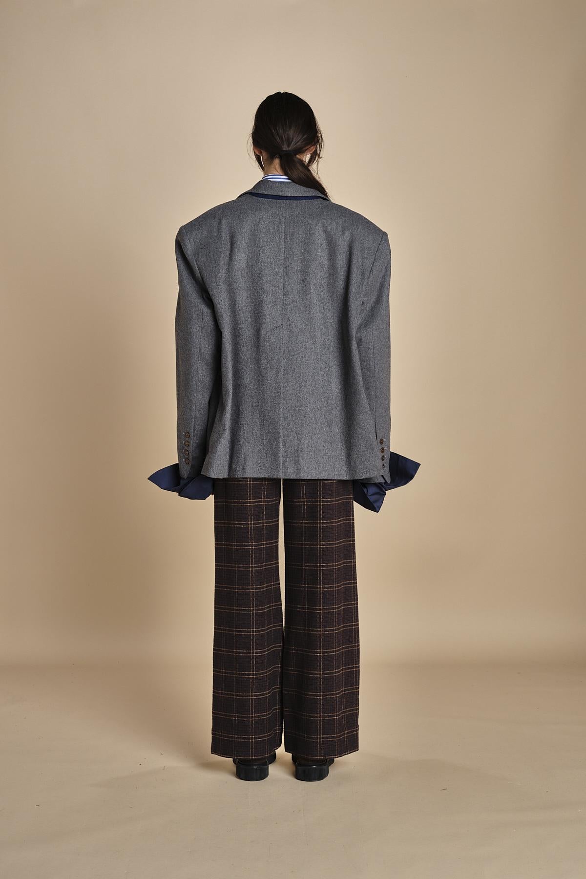 blazer doppiopetto over in flanella OLLY  MJD503_A60003 1002 MEDIUM GREY FLANEL jejia 