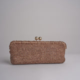 clutch lunga in paglia CORA CROCHET W05 CORTECCIA via mail bag 