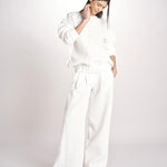 pantalone over effetto waffle KATHERINE MJD27_SHUKU3 WHITE WAFFLE jejia 