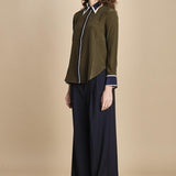 camicia con collo e polsi a contrasto CR_3069T OLIVE bodice 