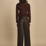 pantalone a vita bassa con elastico in lana e seta. ASTRID STR02 MORO nine in the morning 