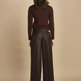 pantalone a vita bassa con elastico in lana e seta. ASTRID STR02 MORO nine in the morning 