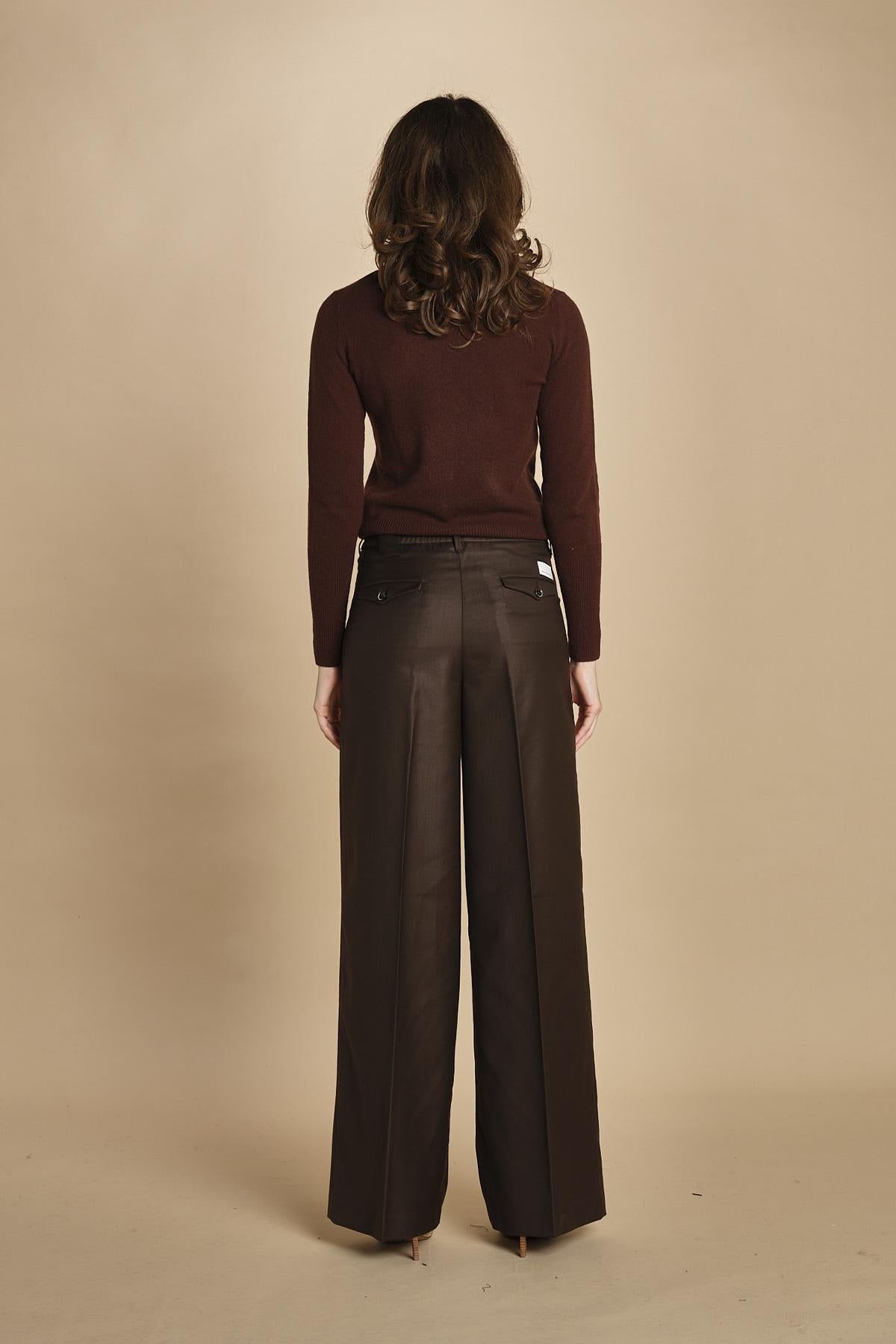 pantalone a vita bassa con elastico in lana e seta. ASTRID STR02 MORO nine in the morning 