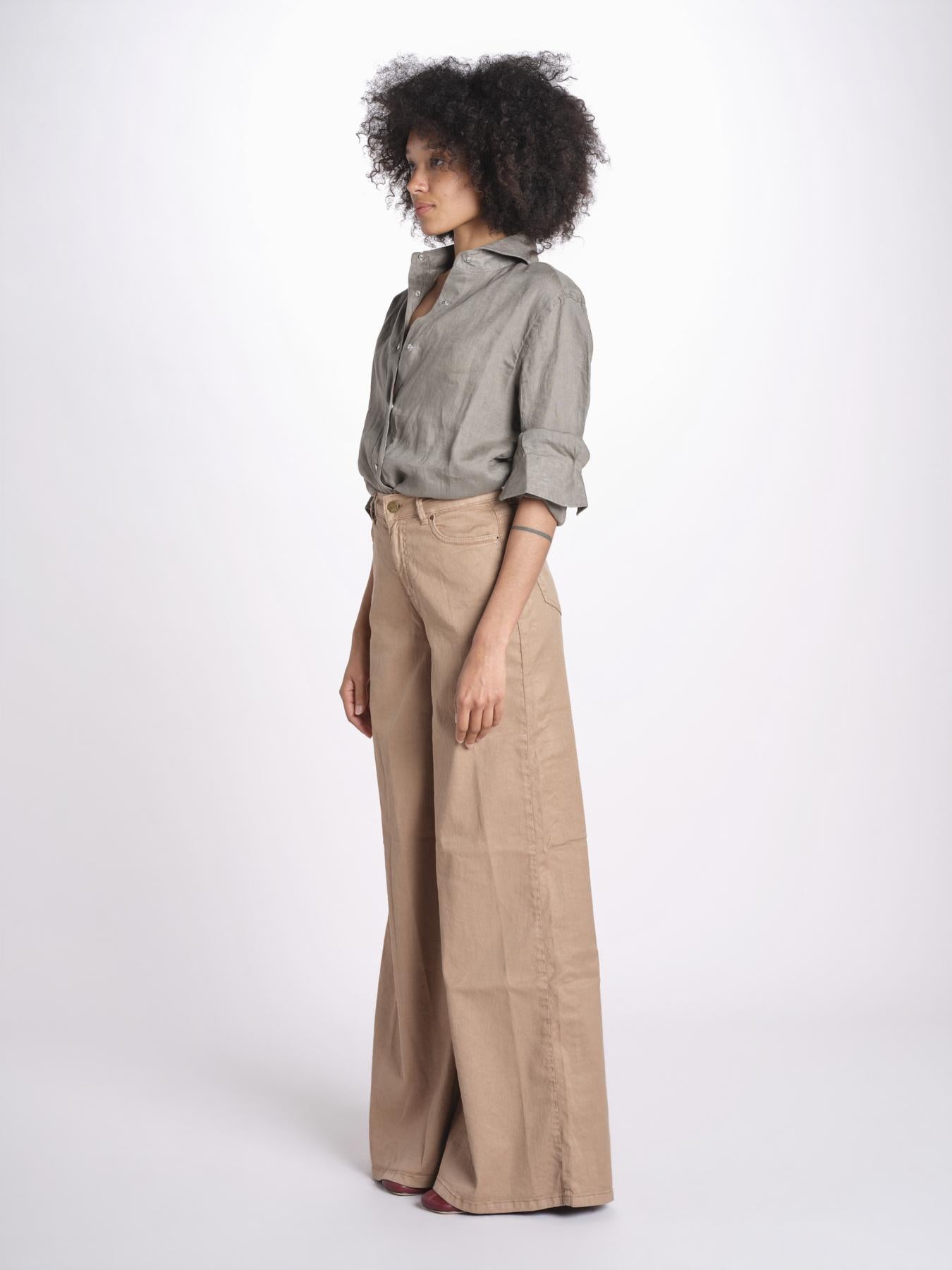pantalone 4 tasche in misto lino SERENA XML01 183 NOCCIOLA ps don't forget me 