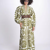 abito lungo con stampa a fiori 344605 PALERMO GREEN 26083 farm rio 