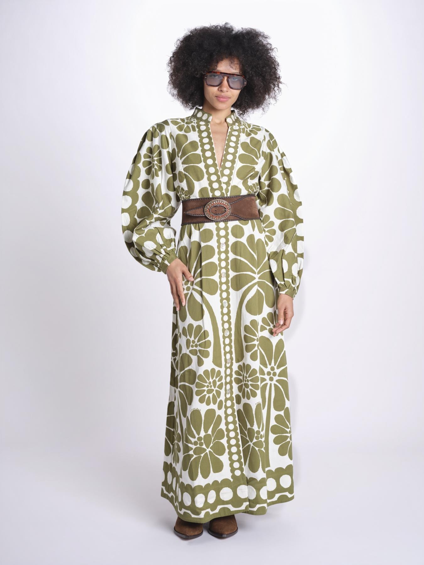 abito lungo con stampa a fiori 344605 PALERMO GREEN 26083 farm rio 