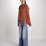 camicia in chiffon con maniche over THERESE RUGGINE malina 