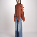 camicia in chiffon con maniche over THERESE RUGGINE malina 