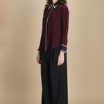 camicia con collo e polsi a contrasto CR_3069T BURGUNDY bodice 
