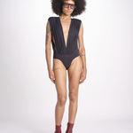 body con scollo profondo senza maniche e spalline imbottite NIKITA DEEP BLACK amazuìn 