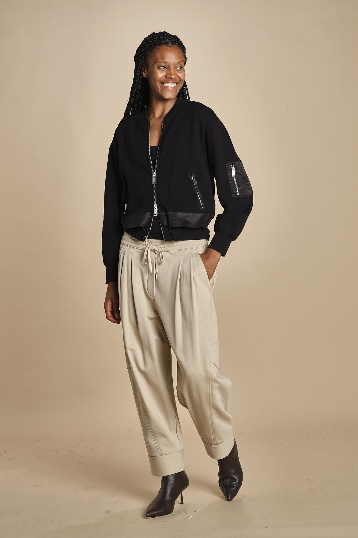 DBL LAYER BOMBER in maglia con zip. 70473TSM BA001 BLACK phillip lim 