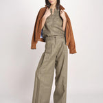 pantalone in lino con pinces PETRA PE98 OLIVA nine in the morning 