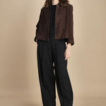 giacchina in camoscio con collo rotondo MILAS CHOCOLAT ba&sh 