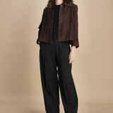 giacchina in camoscio con collo rotondo MILAS CHOCOLAT ba&sh 