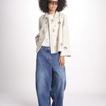 giacca manica lunga a righe 7WS-83S BEIGE.WHITE STRIPES payal pratap 