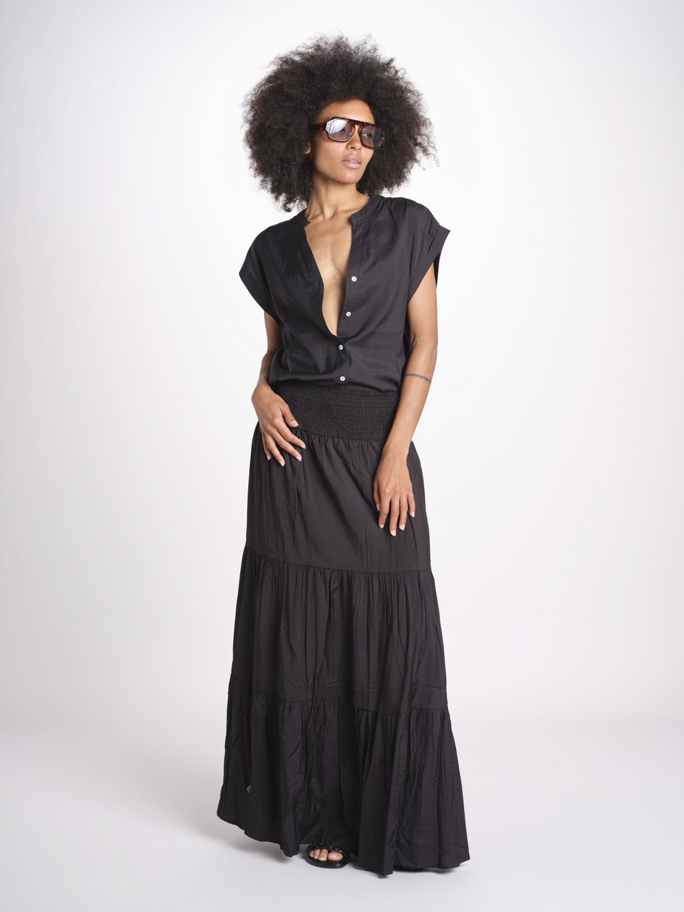 camicia con bottoni CLARENCELK NOIR laraethnics 