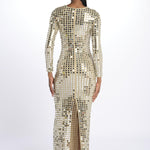 RIALTA abito lungo paillette grande SS24 9178 CHAMPAGNE retrofete 