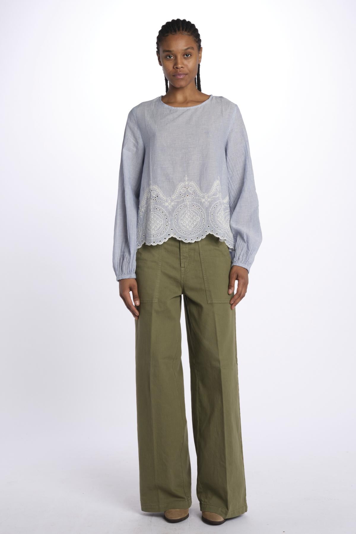 Camicia IRENE righe ricamo IRENE UNI true avenue 