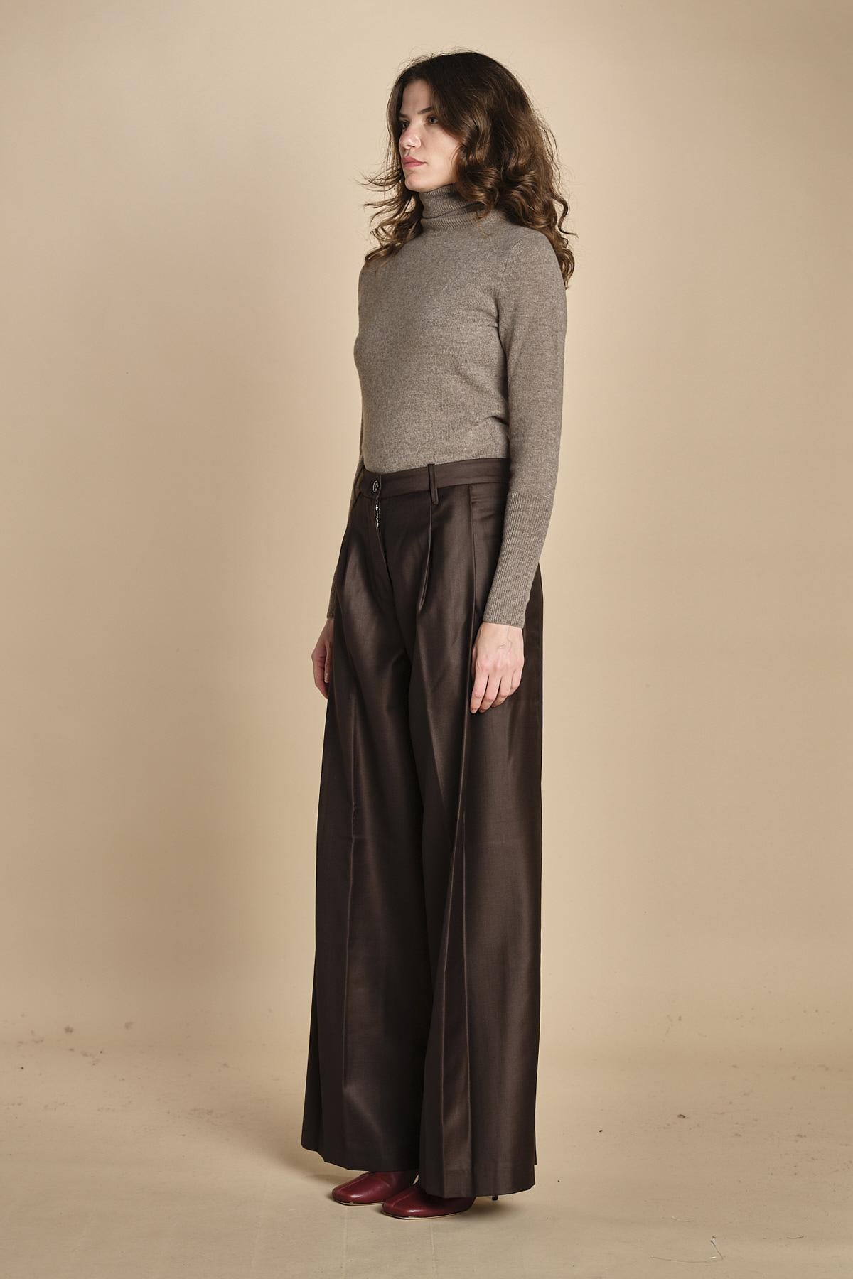 pantalone due pinces lana e seta. PETRA PE80 MORO nine in the morning 