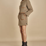giacca in tweed cin bordo in pelle NINETTE TAUPE malina 