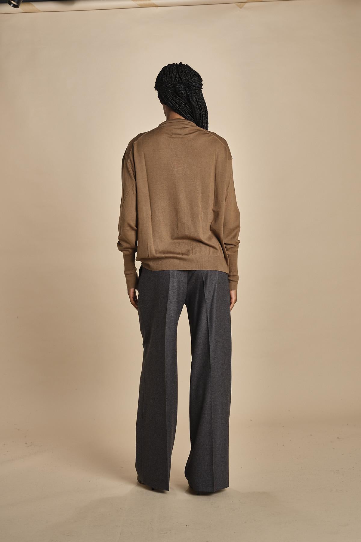 camicia over in lana merino MIL LAU20 E18106 TABACCO milaura 