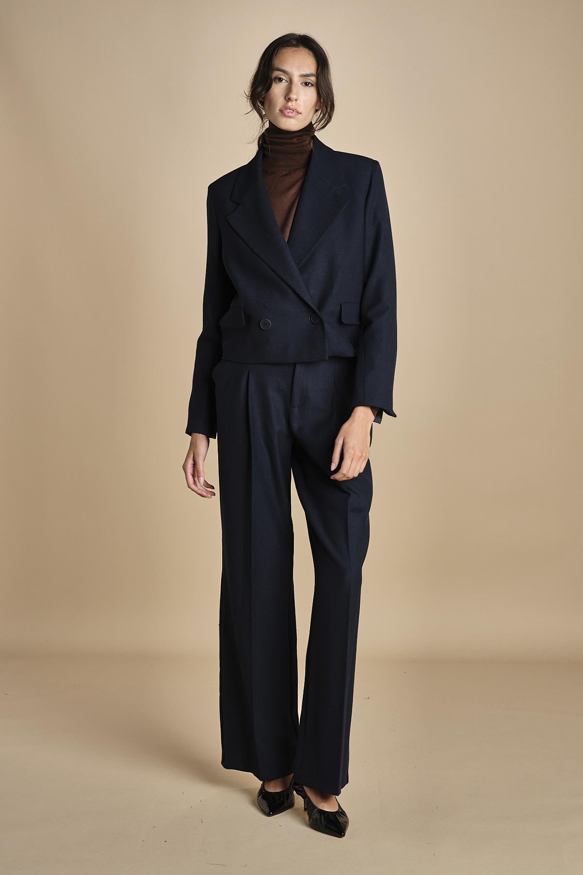 GRACE pantalone con pinces F25-040 013 MIDNIGHT BLU oscar 