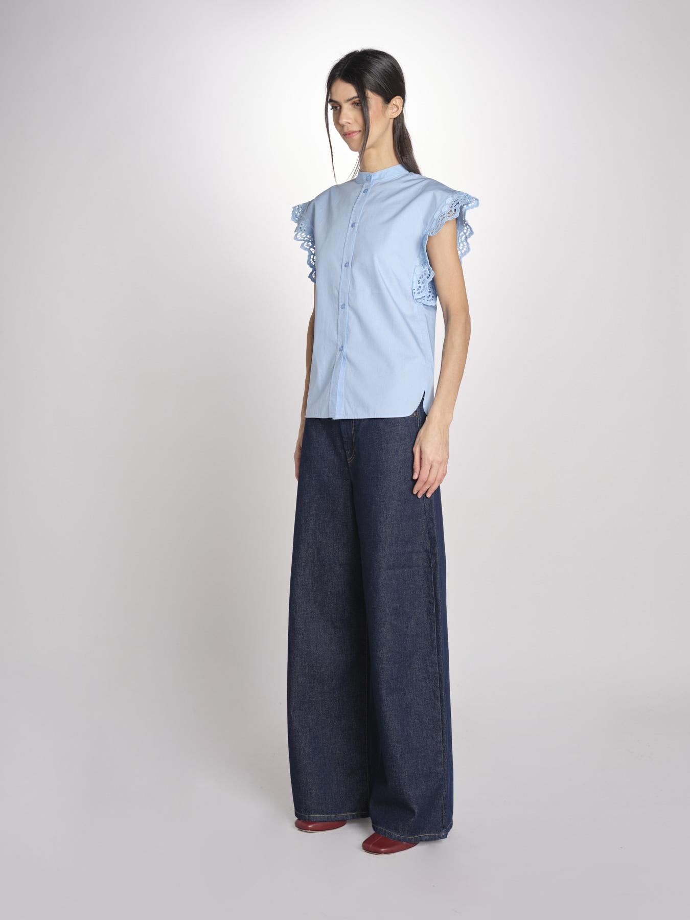 Camicia intarsio maniche alette GIFTY 6EVA04-V09857 AZUR vanessa bruno 