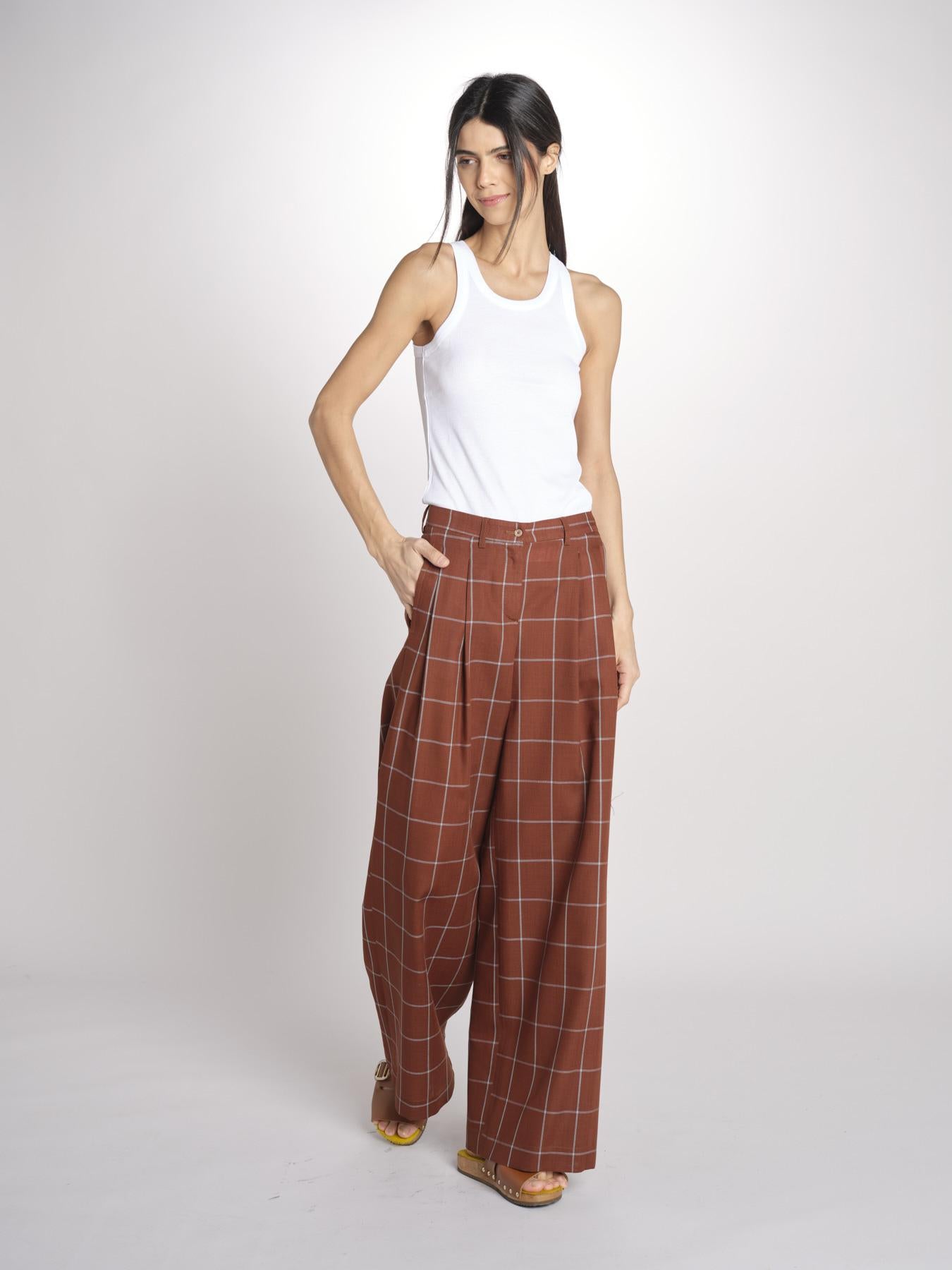 pantaloni check KATHERINE MJD217_LOVECH BURNT CHECK jejia 