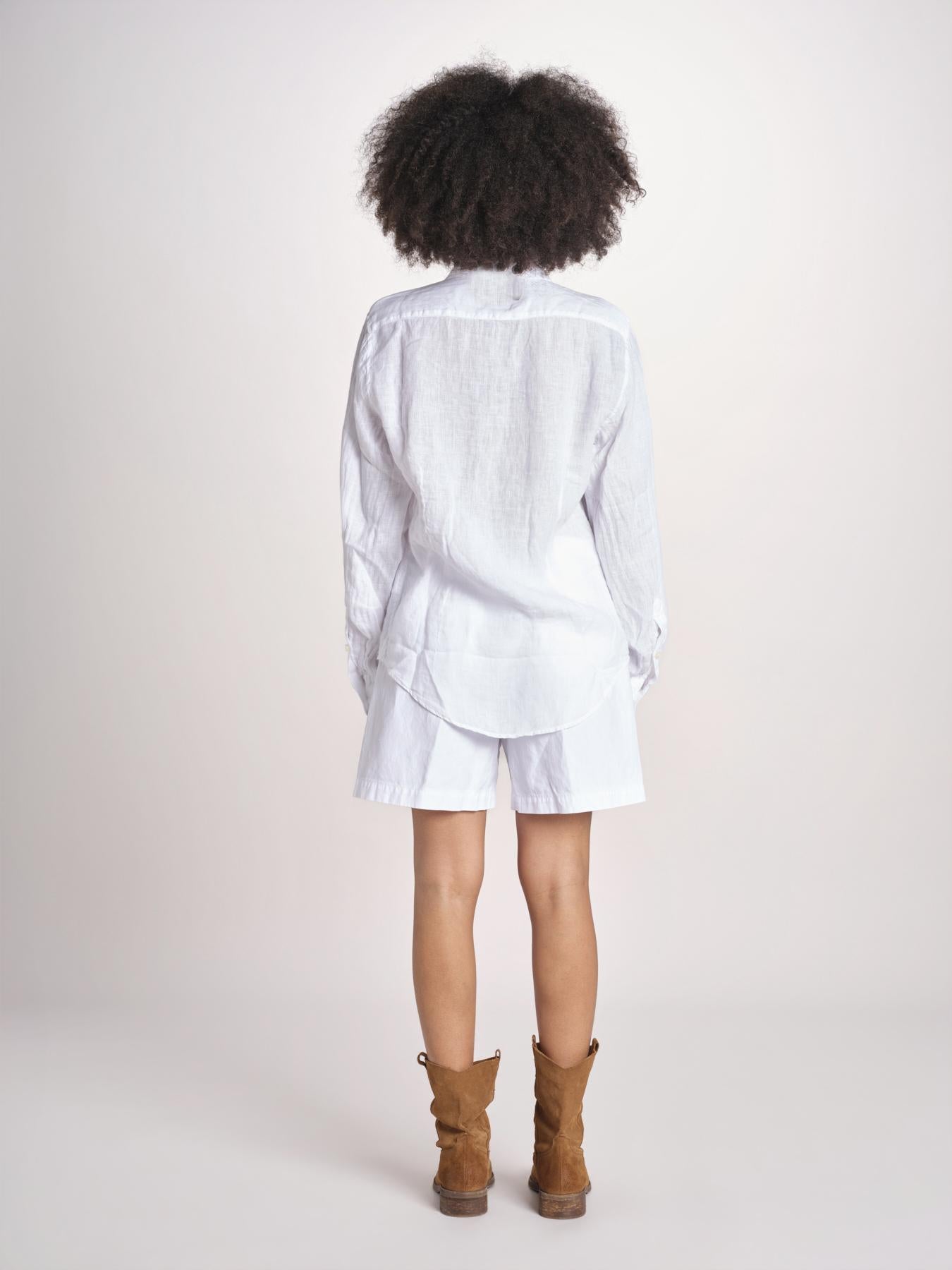 camicia maschile in lino M012 10 BIANCO milaura 
