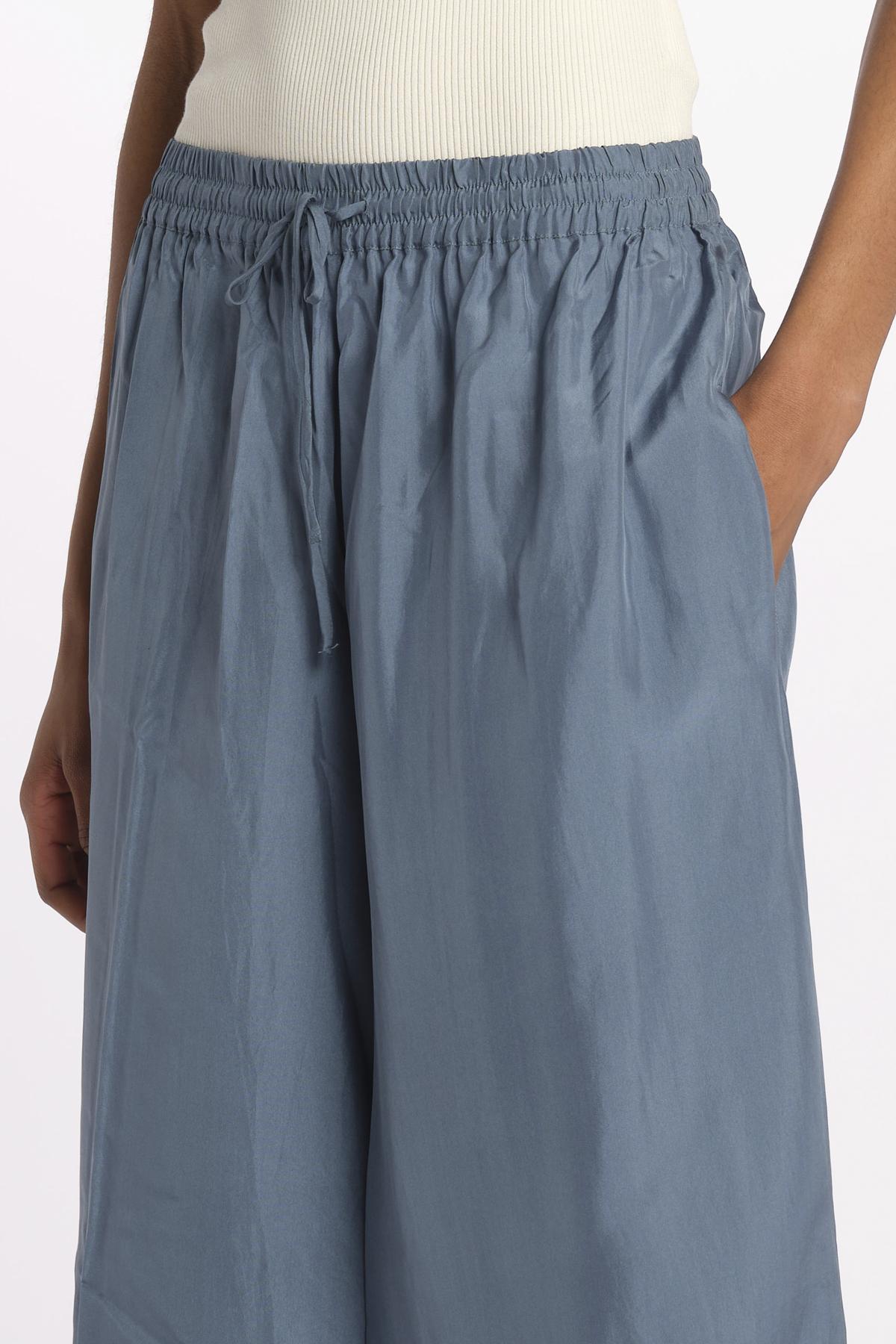 PALAZZO pantaloni in seta  by milaura. BE24252PANT GREY BLU benaras soleil 