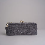 clutch lunga in paglia CORA CROCHET W11 NERO via mail bag 
