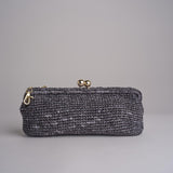 clutch lunga in paglia CORA CROCHET W11 NERO via mail bag 