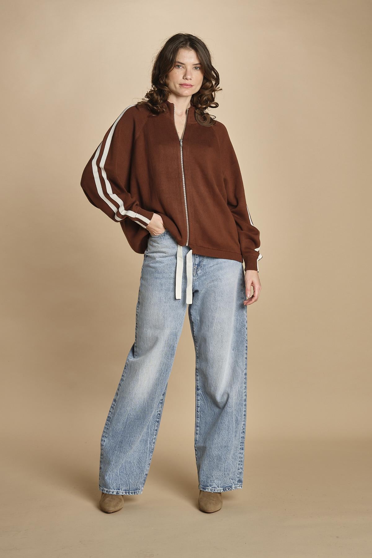 maglia bande con zip ANGIX COFFEE bellerose 