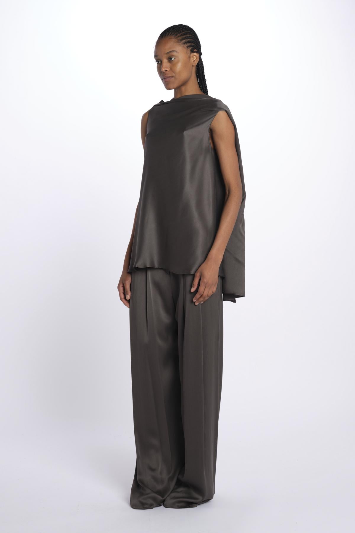 2857 top asimmetrico in crepe satin 2857 STONE MEDIUM dusan 