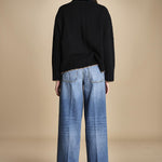 maglia girocollo over CLAUDIA GIROCOLLO NERO_CAMMELLO tenne' 