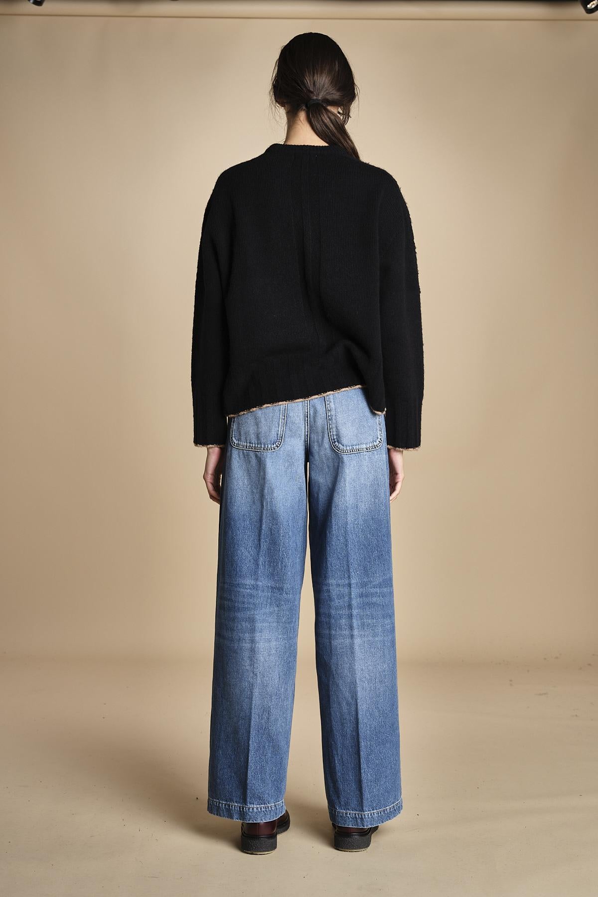 maglia girocollo over CLAUDIA GIROCOLLO NERO_CAMMELLO tenne' 