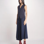 Gonna lunga con inserto centrale in jersey crêpe a pieghe plissé in tessuto tecnico FOLK 2615771011600 002 BLU weekend maxmara 