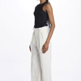 Pantalone MARLENE lino con pences 14P008LI026 WHITE ines de la fressange 
