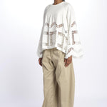 Camicia ALIYAH inserti pizzo e nervatura ALIYAH TOP OFFWHITE lug von siga 