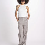 pantalone in principe di galles 16P005CO251 P671 BROWN MULTI ines de la fressange 