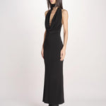 abito lungo con scollo drappeggiato RHAPSODY NERO undress code 
