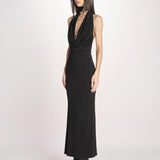 abito lungo con scollo drappeggiato RHAPSODY NERO undress code 