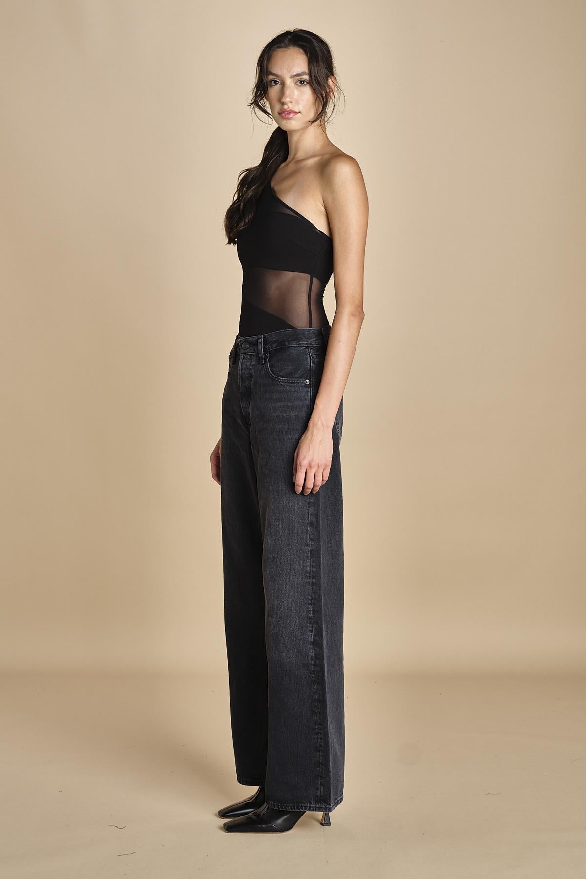 body monospalla in jersey e tulle SEX AND THE CITY BLACK undress code 